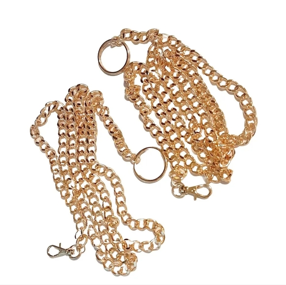 2 Long Metal Keychain Latch Orange Gold Color Wallet Chains - Picture 1 of 5